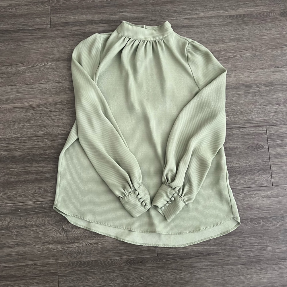 Light Green Mock Neck Blouse